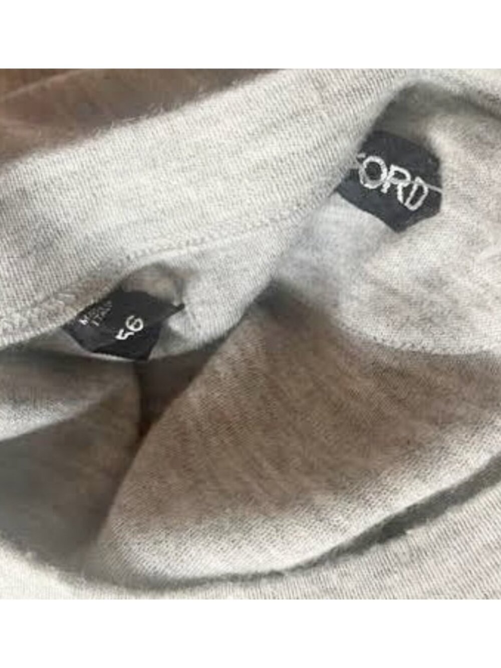 TOM FORD 56 US 46 sweater T shirt 100% cashmere long sleeves gray TF logo - Picture 7 of 7